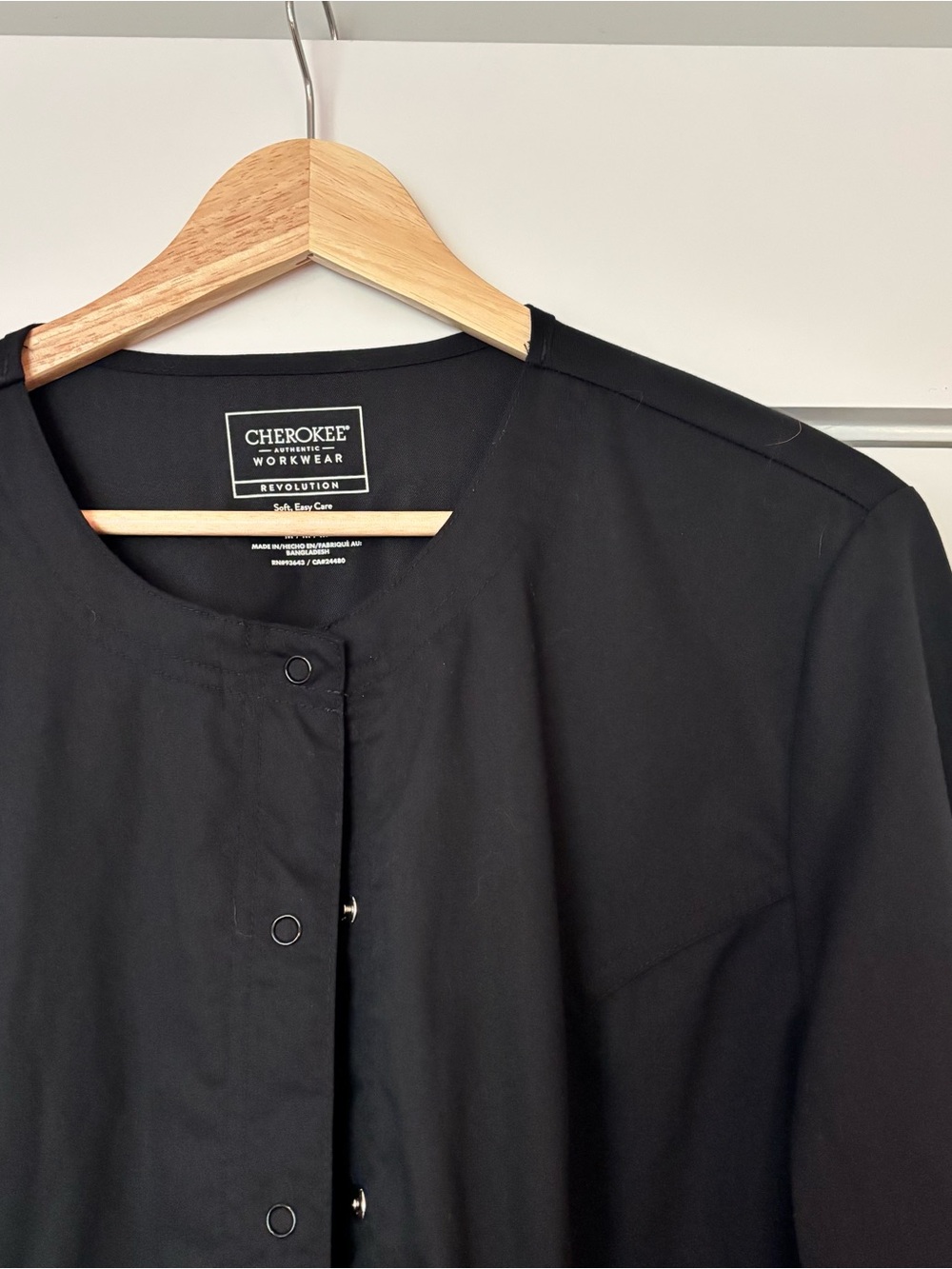 Cherokee Workwear Scrubs Snap Front Warm Up Jacket WW340 BLK Black Healthcare - Picture 2 of 6